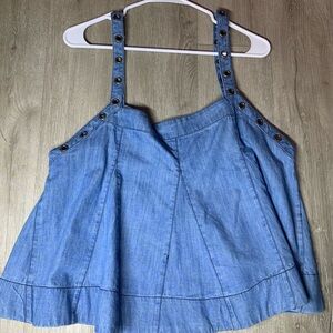 FREE PEOPLE DENIM FLARED TANK BLOUSE
